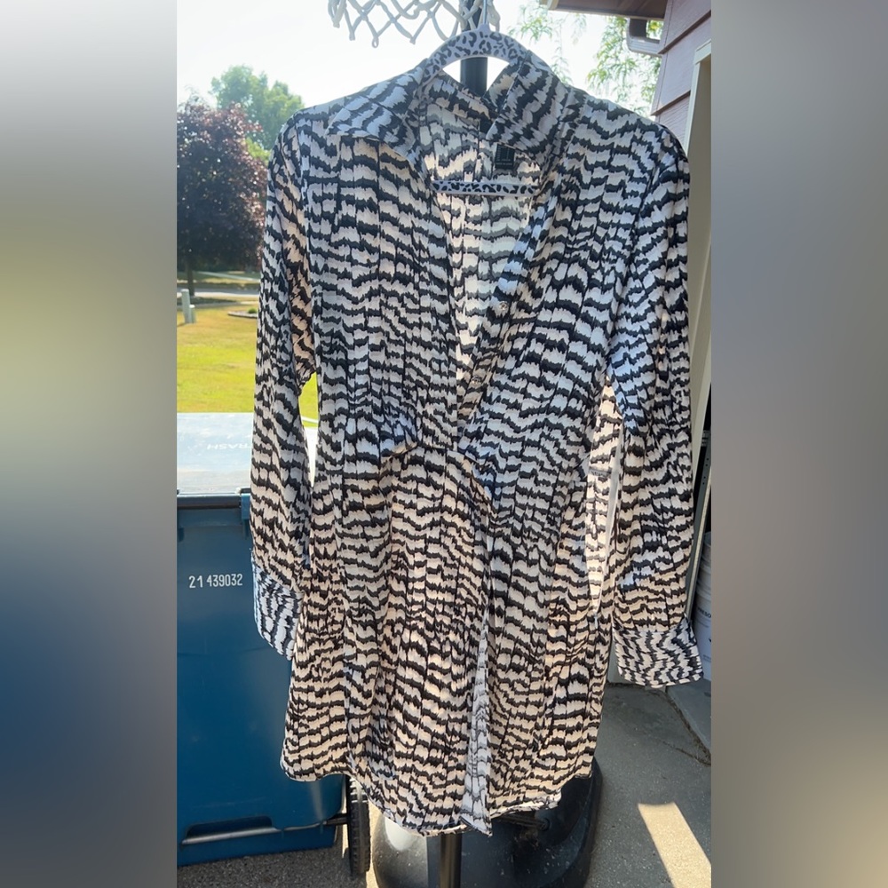Black and white zebra dress with gold buttons